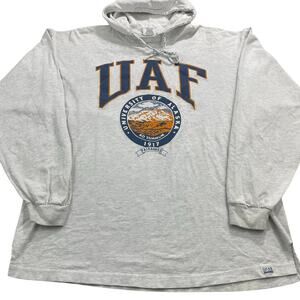 VTG 90s UAF University of Alaska Long Sleeve T-Shirt Hoodie, Size XL Made in USA